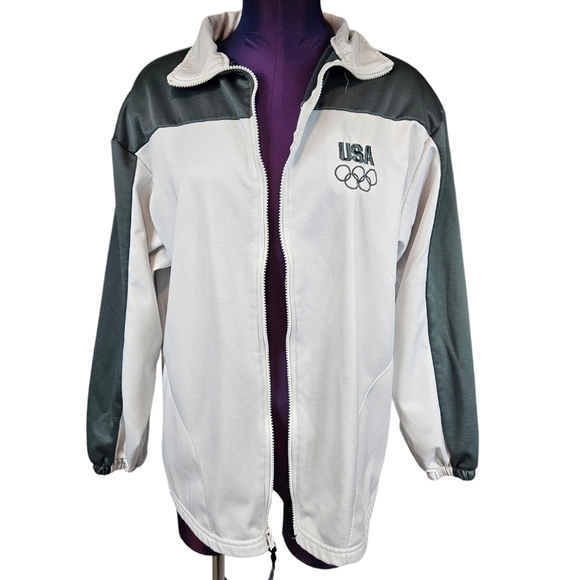 United States Olympic Committee White & Gray Colorblock Jacket Size Large Q52 - Picture 10 of 11